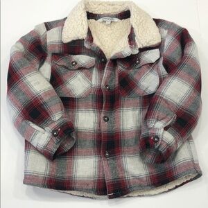 George Plaid Sherpa-Lined Shacket/Jacket – Size 5T – Burgundy/Black/Gray Plaid